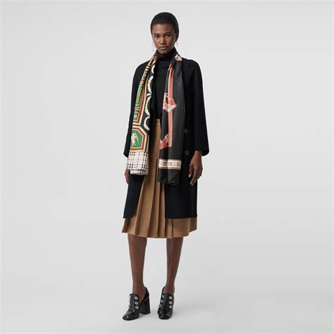 burberry archive scarf print silk bow slides|Burberry scarves for women.